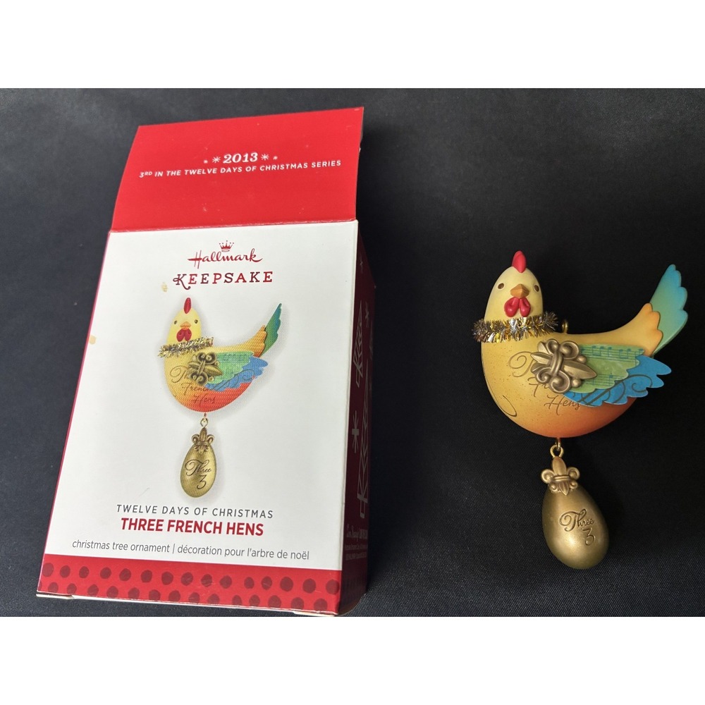 2013 Hallmark Three French Hens Twelve Days of Christmas Ornament 3 QX9085